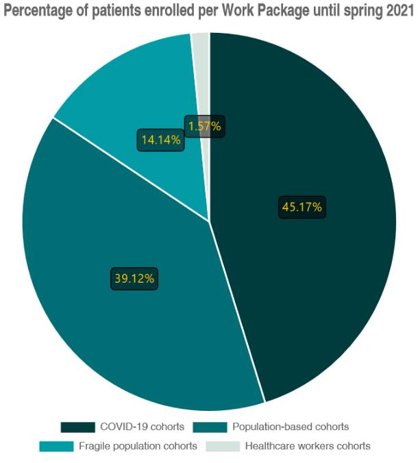 pie chart visualization of the overall patient recruitment status of WP2