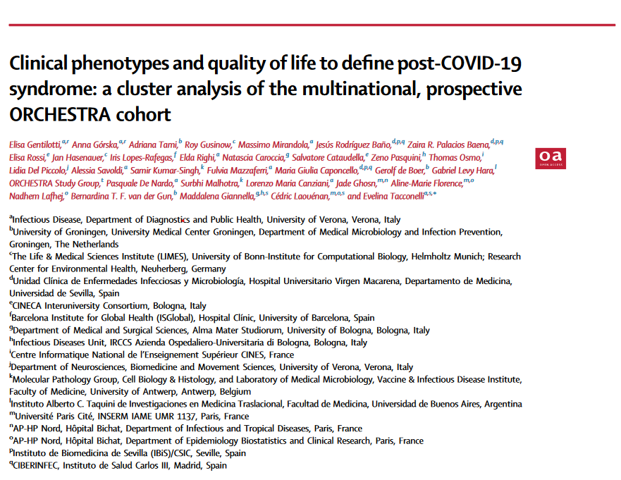 Clinical phenotypes and quality of life to define post-COVID-19 syndrome: a cluster analysis of the multinational, prospective ORCHESTRA cohort